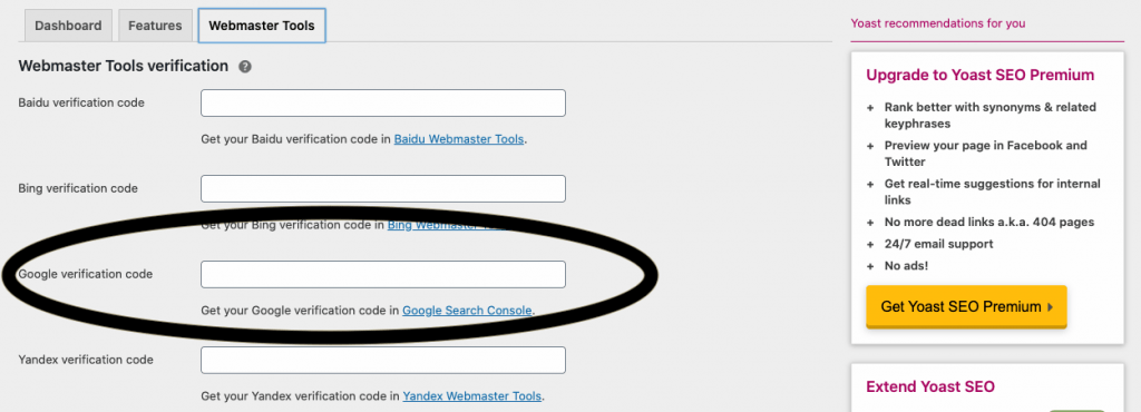 Yoast, Google Search Verification